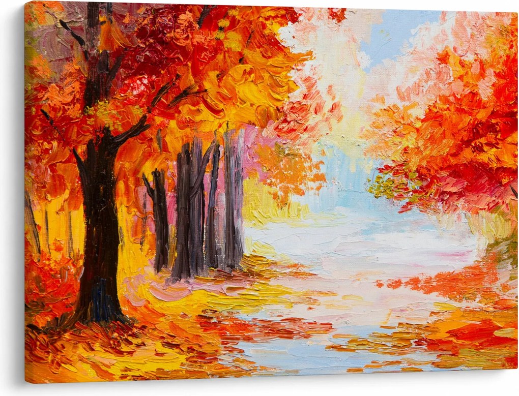 Kép - olajfestmény, színes ősz (70x50 cm)