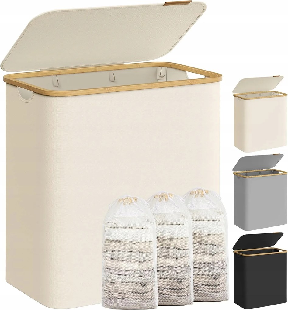 Szabadonálló szennyestartó kosár Songmics 150L bézs