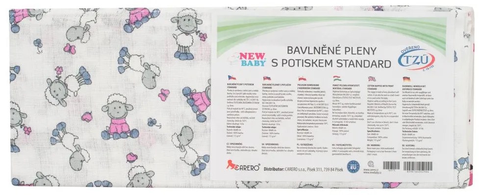 Pamut pelenka nyomtatott mintával NEW BABY 60x80 cm STANDARD 10 db