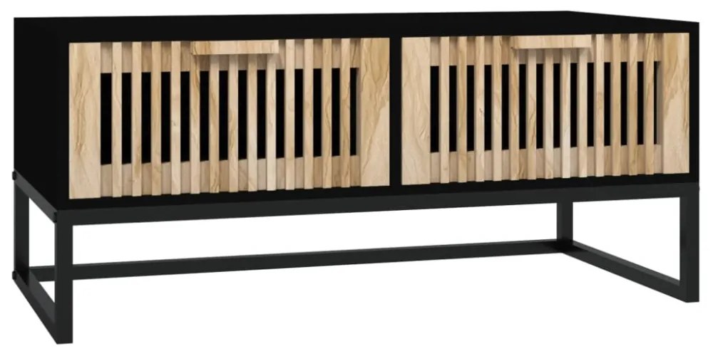 fekete szerelt fa és vas dohányzóasztal 80 x 40 x 35 cm