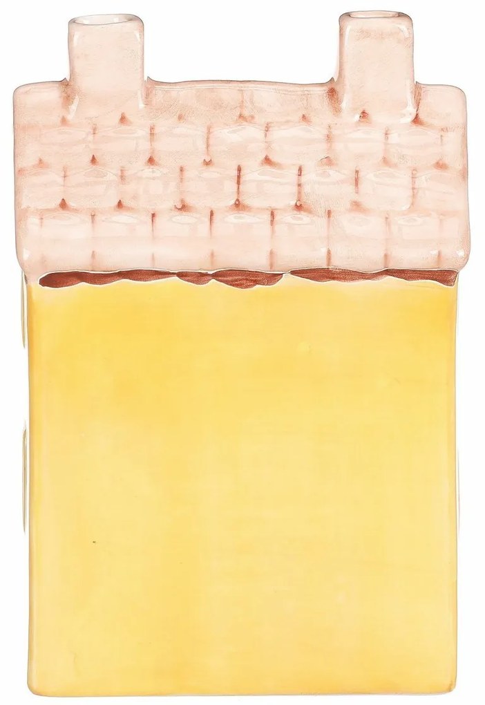 Kerámia házikó LED-del, 11 x 7 x 16 cm, tavasz, sárga