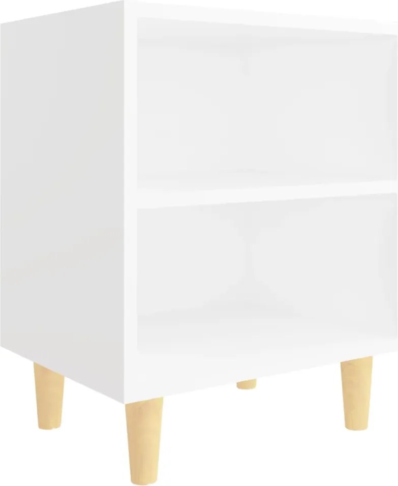 vidaXL fehér éjjeliszekrény tömör fa lábakkal 40 x 30 x 50 cm