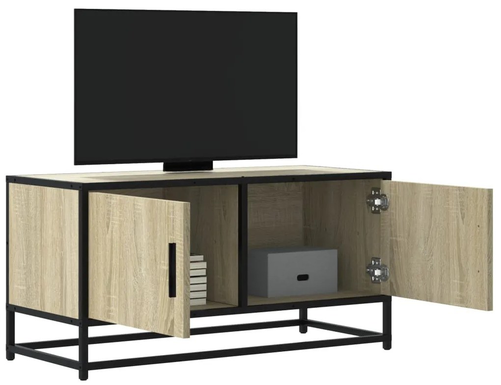 sonoma tölgyszínű szerelt fa és fém TV-szekrény 80x34,5x40 cm