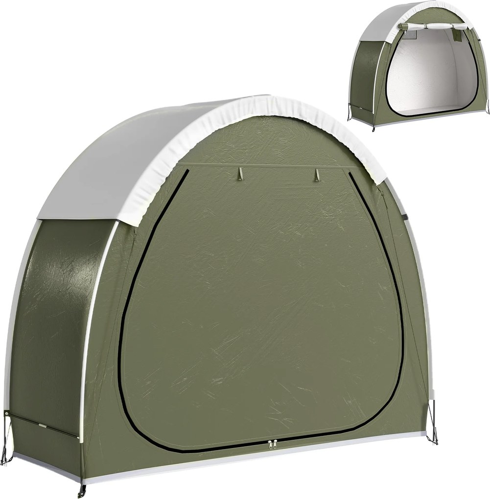 Outsunny hordozható kerékpársátor 2 biciklinek — szellőző, cipzáras ajtó, UPF50+, vízálló 210D Oxford (200 x 80 x 170 cm) | Aosom