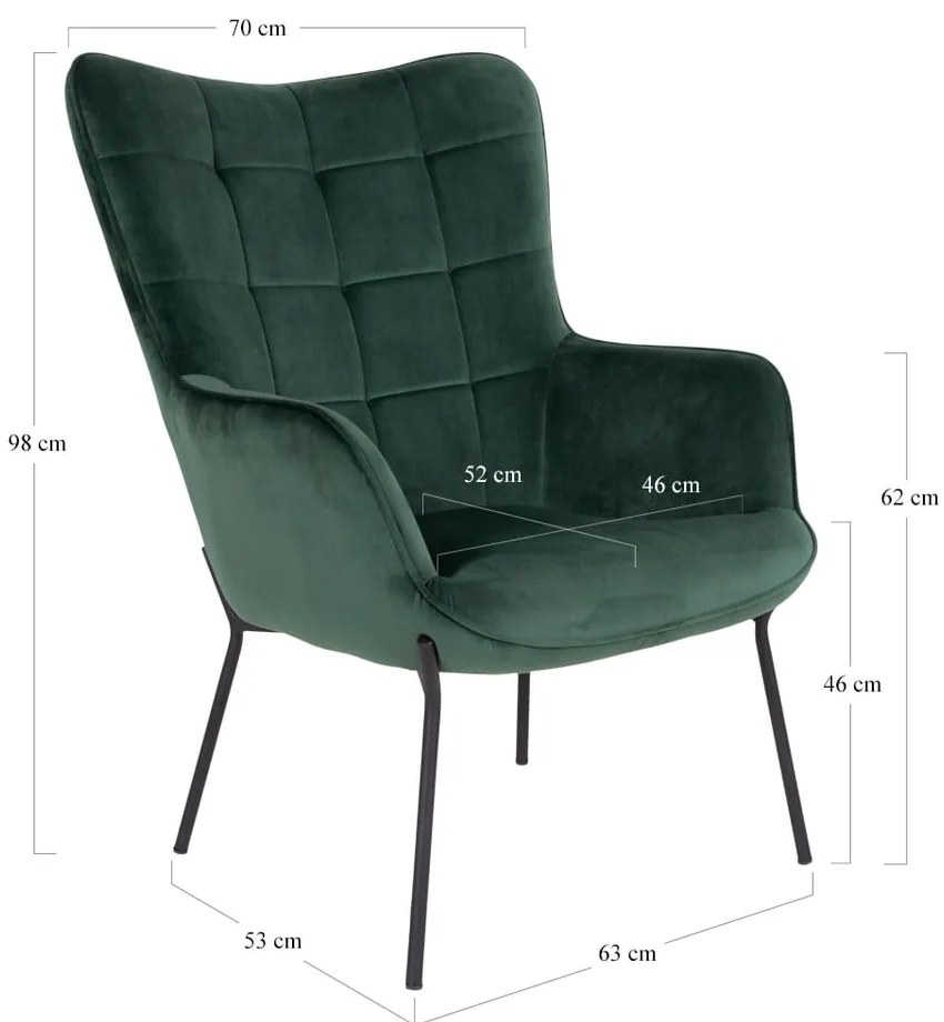 Zöld bársony fotel Glasgow – Bonami Essentials