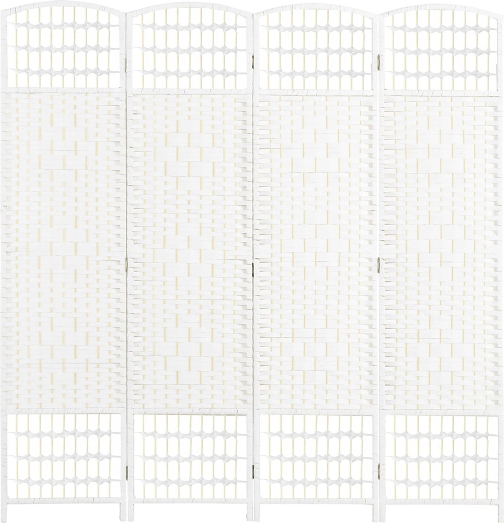 HOMCOM 4 Panelás Szobai Elválasztó 160x170 cm Összecsukható Szobai Különválasztó Papírszál és Fa Kerettel a Hálószobához és Nappalihoz Fehér | Aosom
