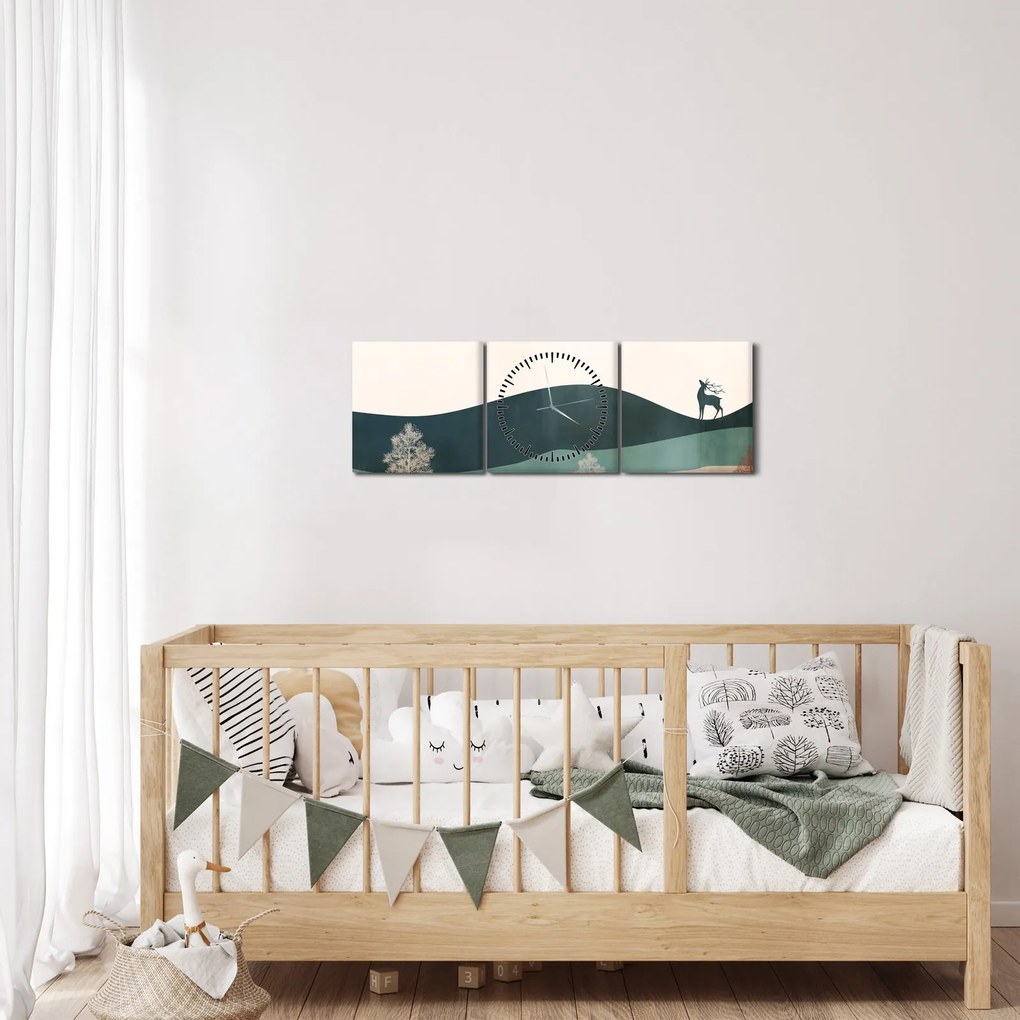 Kép - Illusztrált tájkép (órával) (90x30 cm)