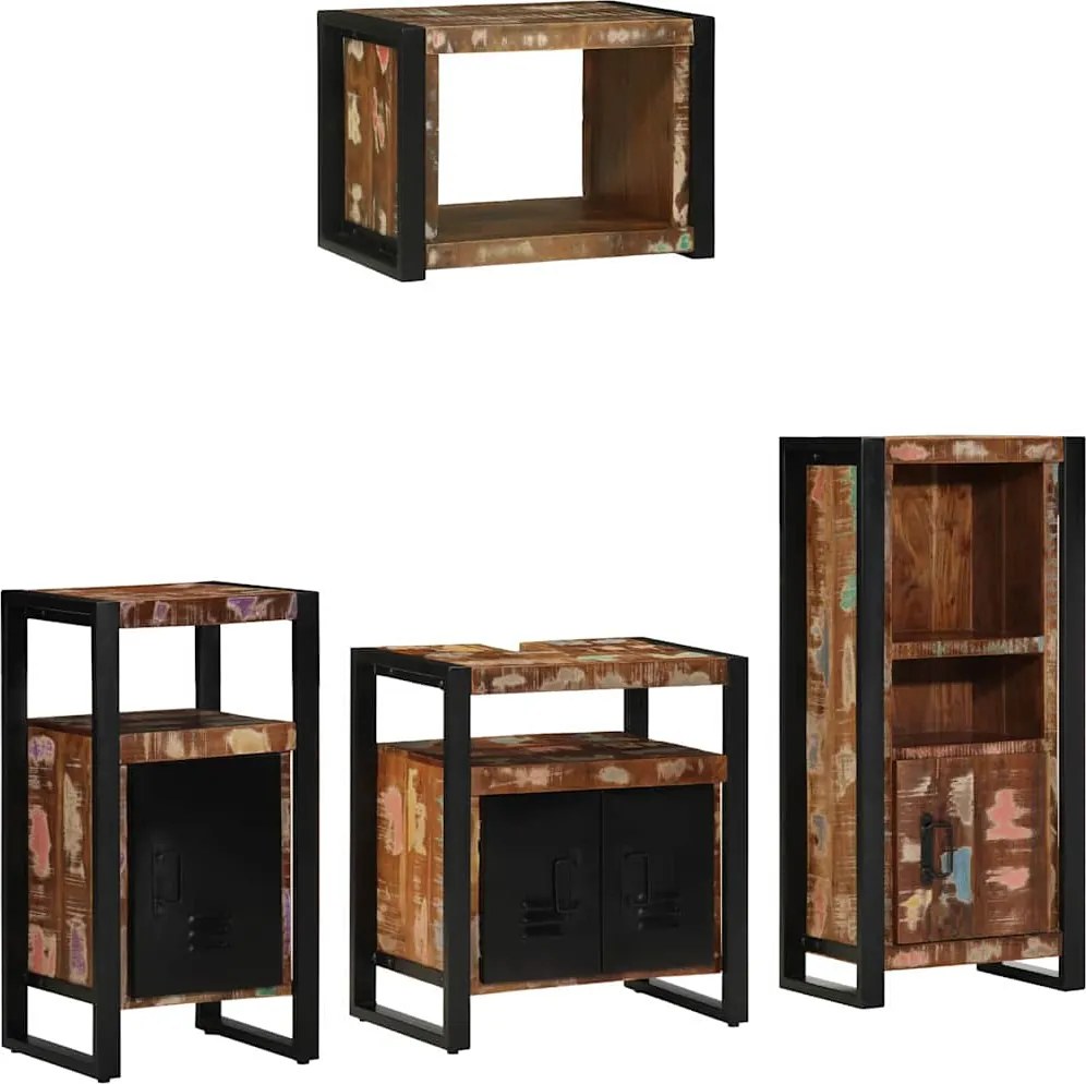 vidaXL Fürdőszoba bútor szett 4 pcs Szilárd Újrahasznosított Fa