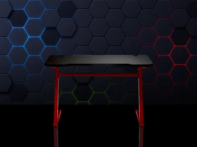 Z alakú gamer íróasztal LED világítással 120 x 60 x 74 cm