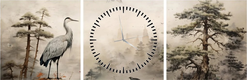 Kép - Rajzfilm tájkép (órával) (90x30 cm)