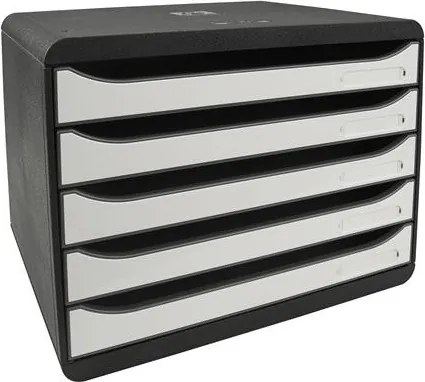 Irattároló, műanyag, 5 fiókos, EXACOMPTA BIigBox Glossy, fekete-fehér (EX3087213D)