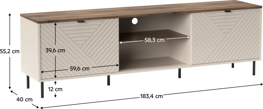 TV asztal, kasmír/castello tölgy, EYCO 2D/180