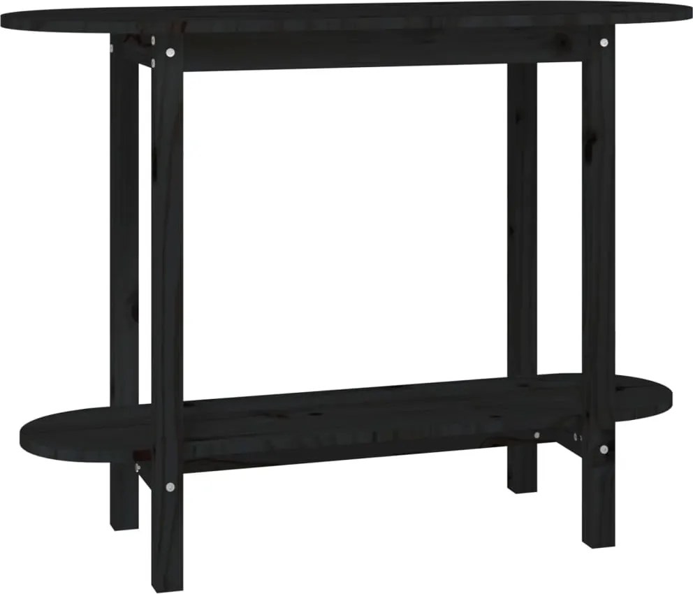 vidaXL fekete tömör fenyőfa tálalóasztal 110x40x80 cm