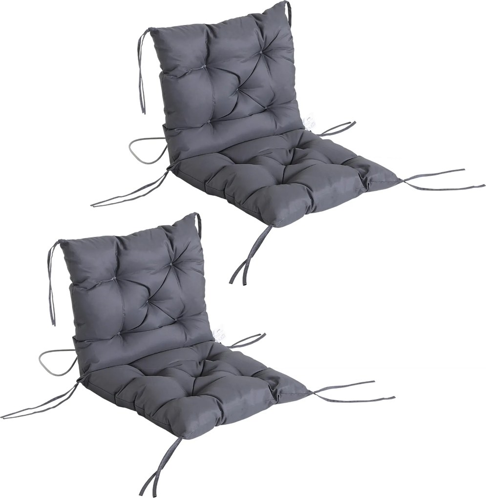 Outsunny 2 darabos Ülőpárna Készlet, 98cm x 50cm x 8cm Székpárnák Hevederekkel, Mosógépben Mosható/Ergonómikus Ülőpárnák Otthonra, Kertbe, Kanapéra, S