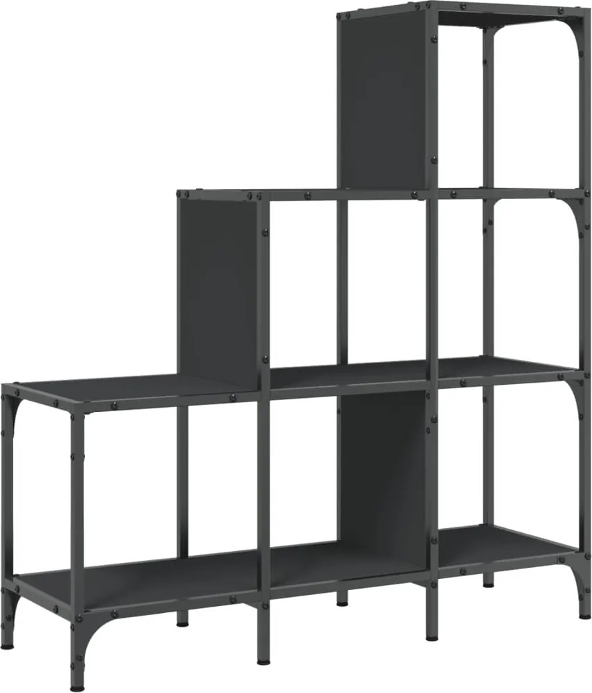 vidaXL fekete szerelt fa és fém könyvszekrény 92 x 30 x 102 cm