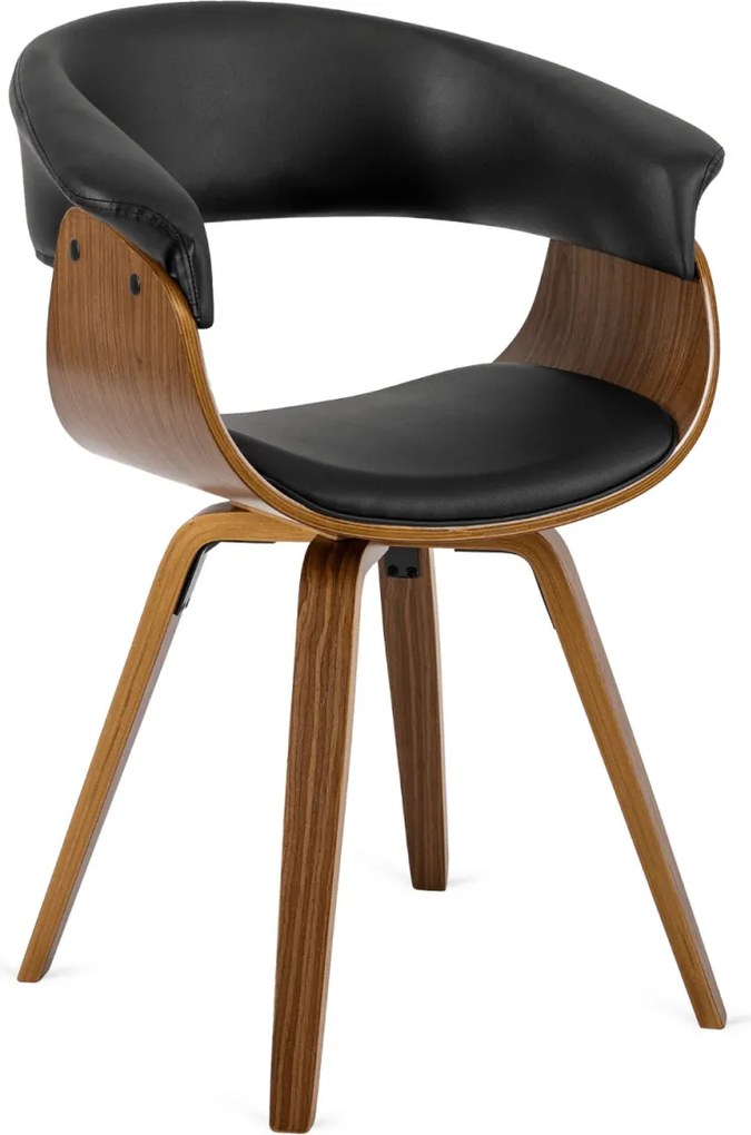 Ohio szék fekete színben, műbőr kárpittal, hajlított rétegelt lemez vázzal