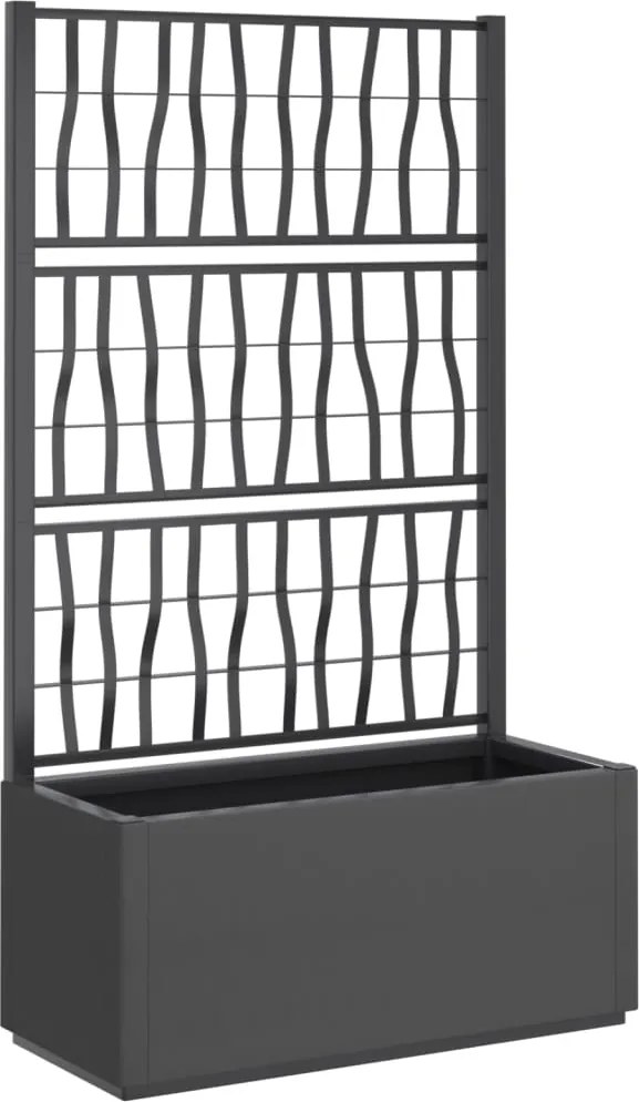 vidaXL sötétszürke PP rácsos kerti ültetőláda 80 x 36 x 140 cm