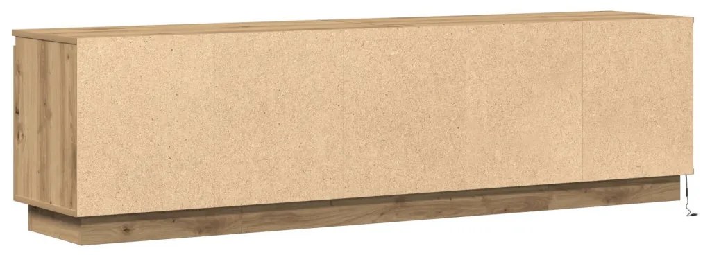 TV Szekrény LED Fénnyel Kézműves Tölgy 180x38x49 cm Rétegelt Lemez