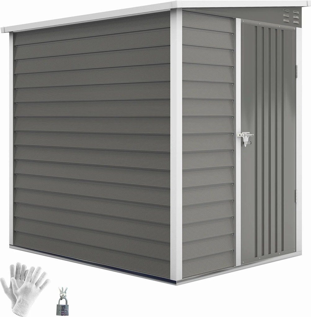 Outsunny Fém Szerszámtároló 2.3m² 142x184x181cm Alapzattal, Ferde Tetővel, Ablakkal, Zárható Ajtóval, Kesztyűvel, Időjárásálló Kertitároló Kültéri Ker