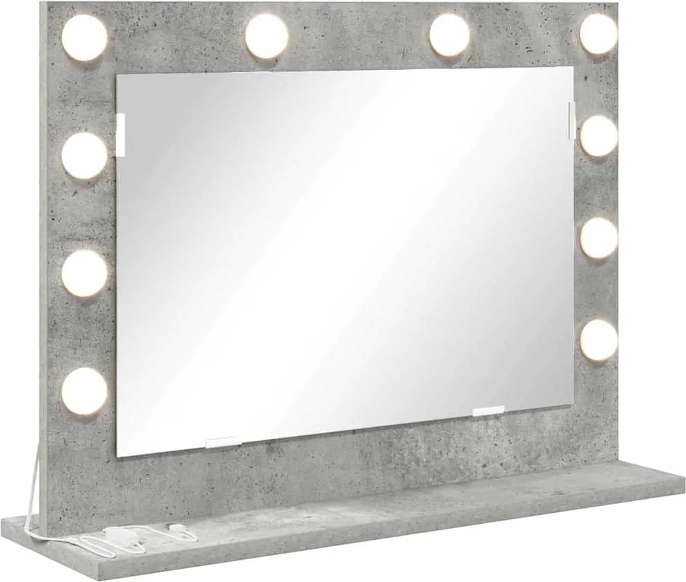 vidaXL Toalett Tükör Beton Szürke 60 x 45 x 18 cm Üveg és mérnöki fa