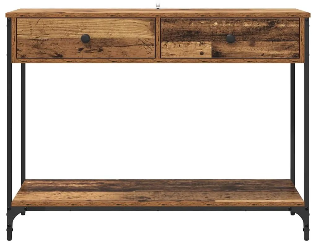 vidaXL Konzolasztal fiókkal Öreg fa 100 x 34,5 x 75 cm Faanyag