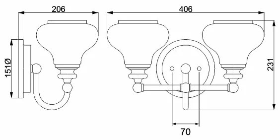 Hinkley HK-AINSLEY2-BATH-BB - LED Fürdőszobai lámpa AINSLEY 2xG9/3W/230V IP44
