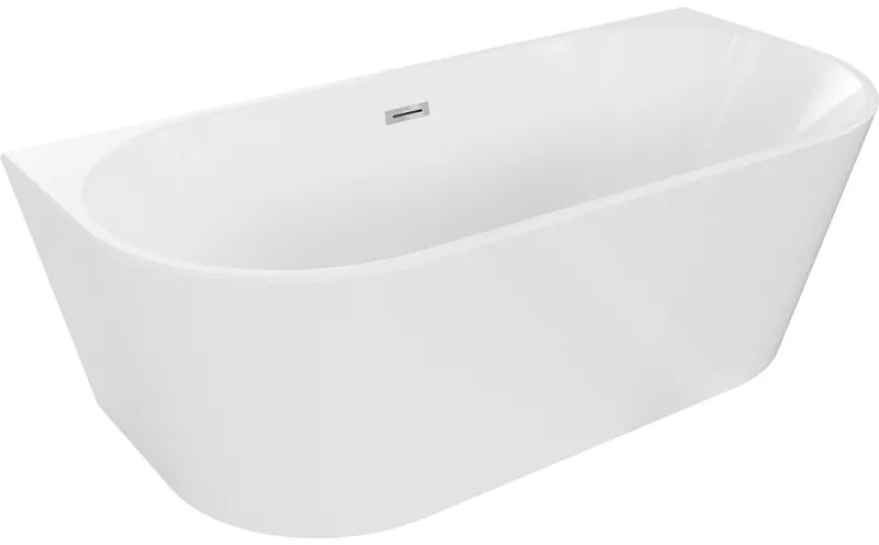 Mexen Oval, szabadon álló fali kád 160 x 80 cm, fehér, króm túlfolyó, 52671608000-01