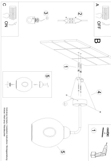 Sollux SL.1143 - Fali lámpa FILLAN 1xE27/60W/230V fekete