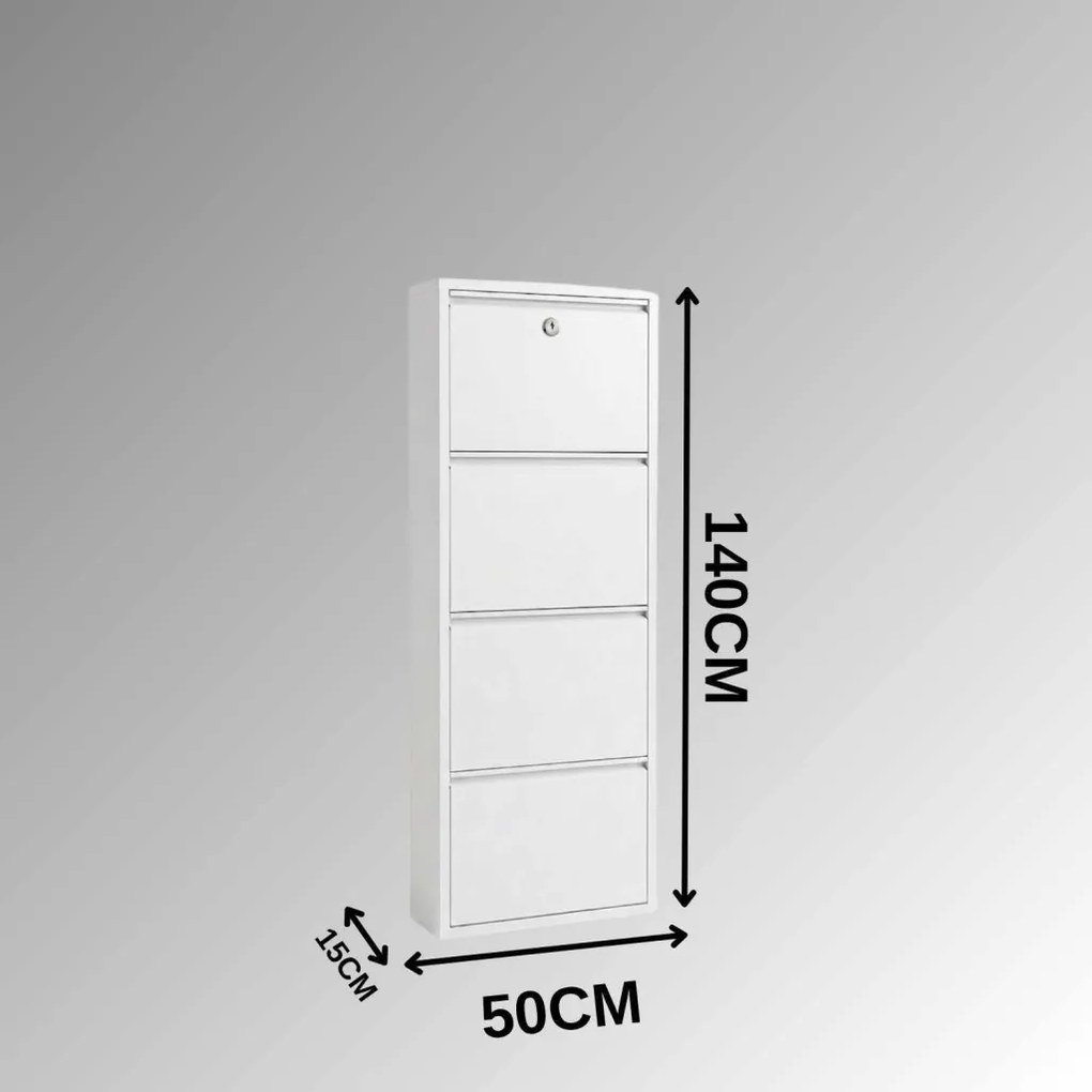 Fém cipősszekrény, fehér, 50 cm – TR307GLM1139