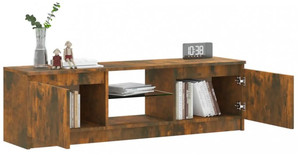 füstölt tölgy színű TV-szekrény LED lámpákkal 120x30x36 cm