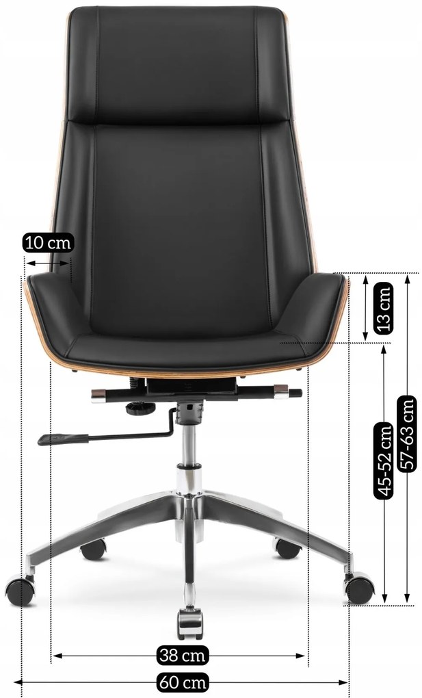 Fekete Eco-bőr Irodai Forgószék WOODY