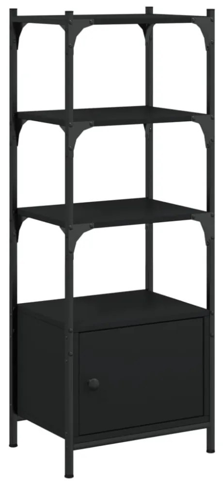 3 szintes fekete szerelt fa könyvespolc 41 x 30 x 109,5 cm