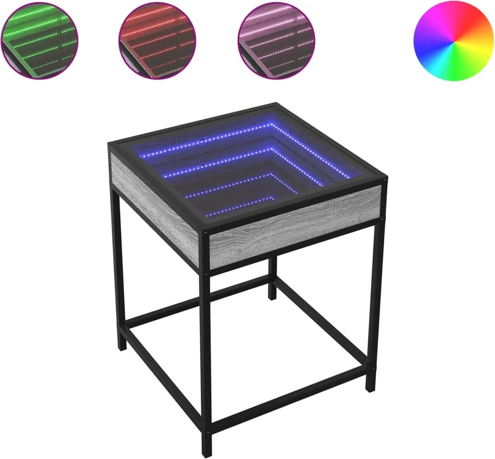 vidaXL szürke sonoma végtelen hatású LED-es éjjeliszekrény 40x40x51 cm