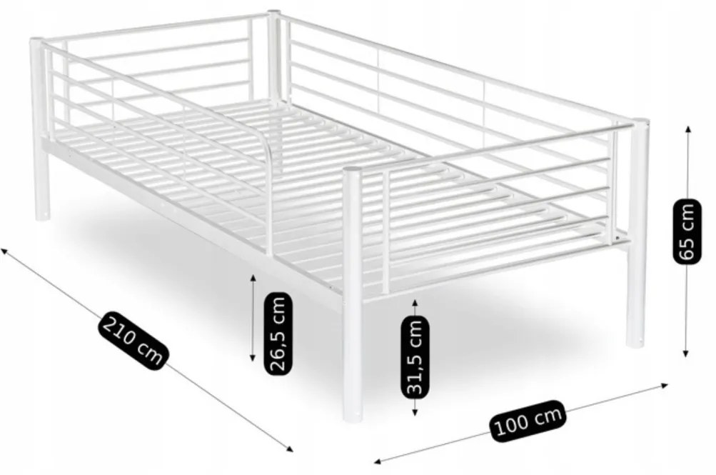 Emeletes Fém Ágykeret Fehér Színben. 90x200 cm RODEZ