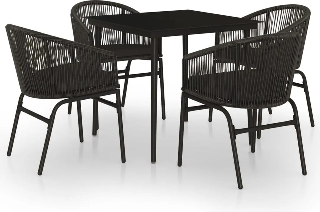 vidaXL 5 részes fekete kerti étkezőgarnitúra