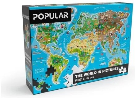 Népszerű puzzle világtérkép, 160 darab
