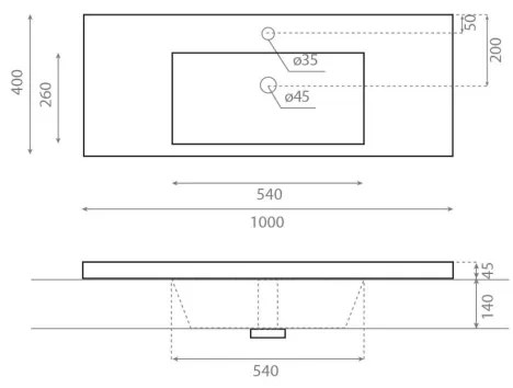 Bathco 0515 - Süllyesztett COLLOTO mosdó 100x40 cm, gyanta, fehér