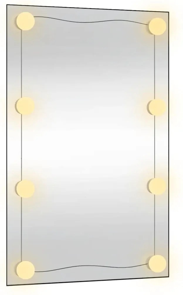 téglalap alakú üveg falitükör LED fényekkel 50 x 80 cm