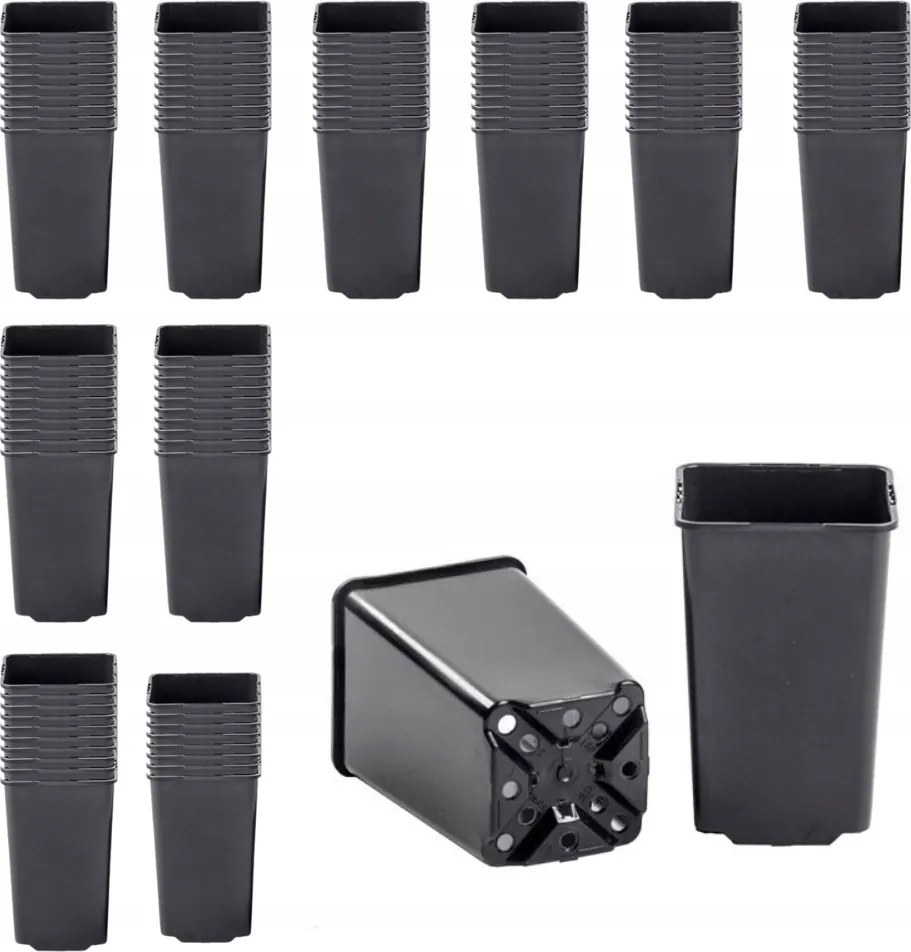 Szögletes Kaspók Magas Műanyag Palántaültetéshez 0,8L