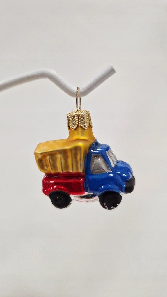 Karácsonyfadísz üvegből Dömper autó
