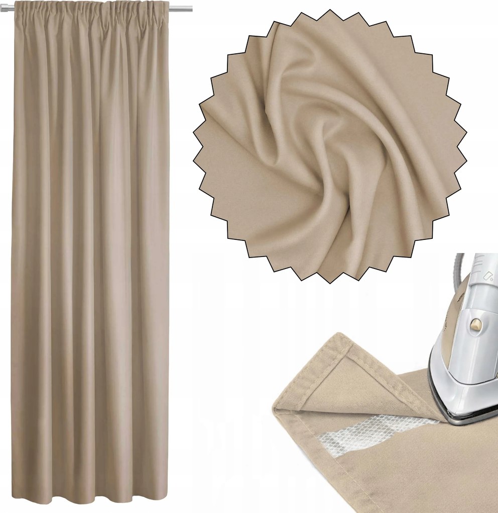 Szalagra Kész Függöny +rövidítő Szalag 140x270 Sötét Bézs Atlantic