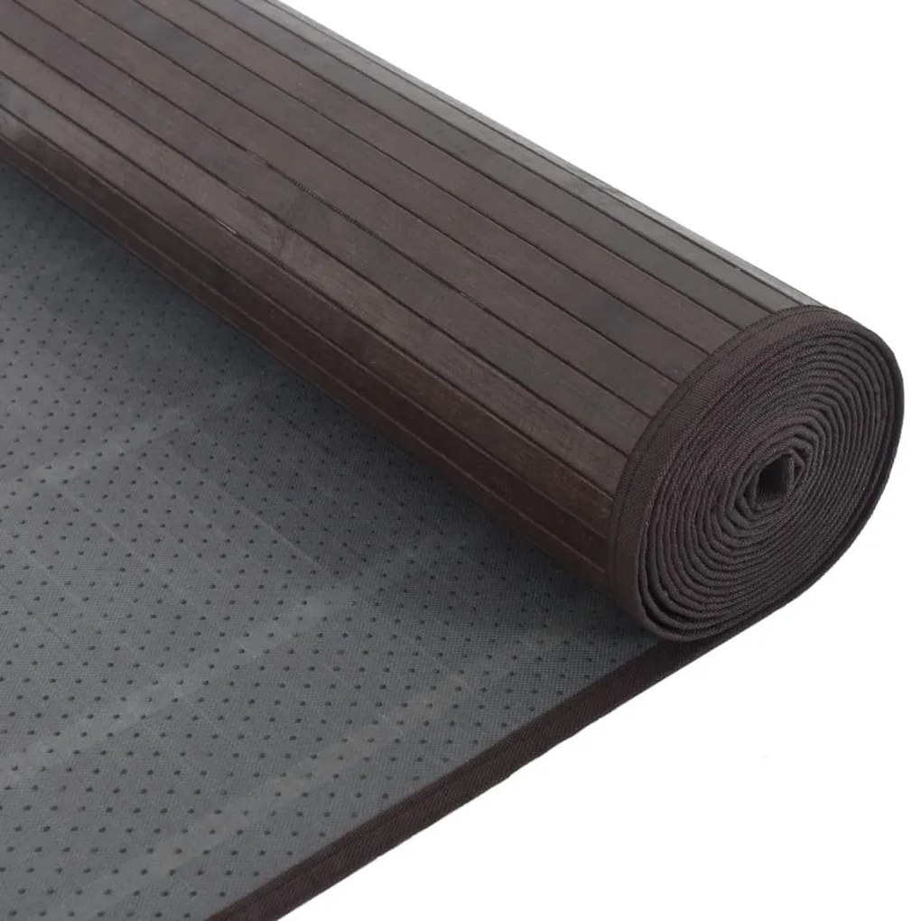 négyszögletű sötétbarna bambusz szőnyeg 80 x 200 cm