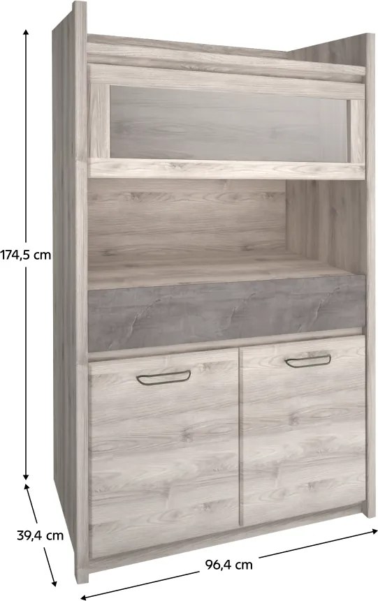 Alacsony vitrin 2D1W1S, nairobi gesztenye/onix, JESI NEW