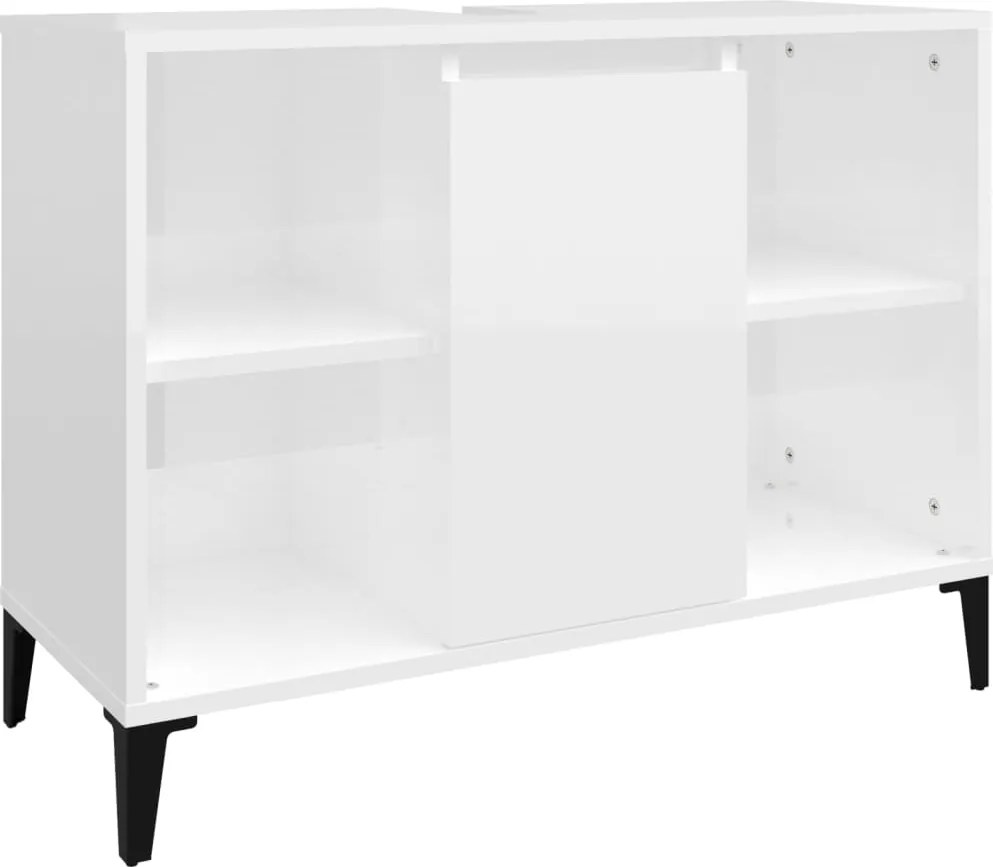 vidaXL magasfényű fehér szerelt fa mosdószekrény 80 x 33 x 60 cm