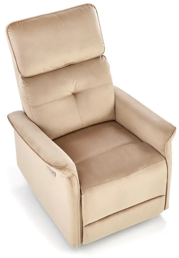 SEMIR bézs karosszék elektromos dönthető funkcióval / USB csatlakozóval