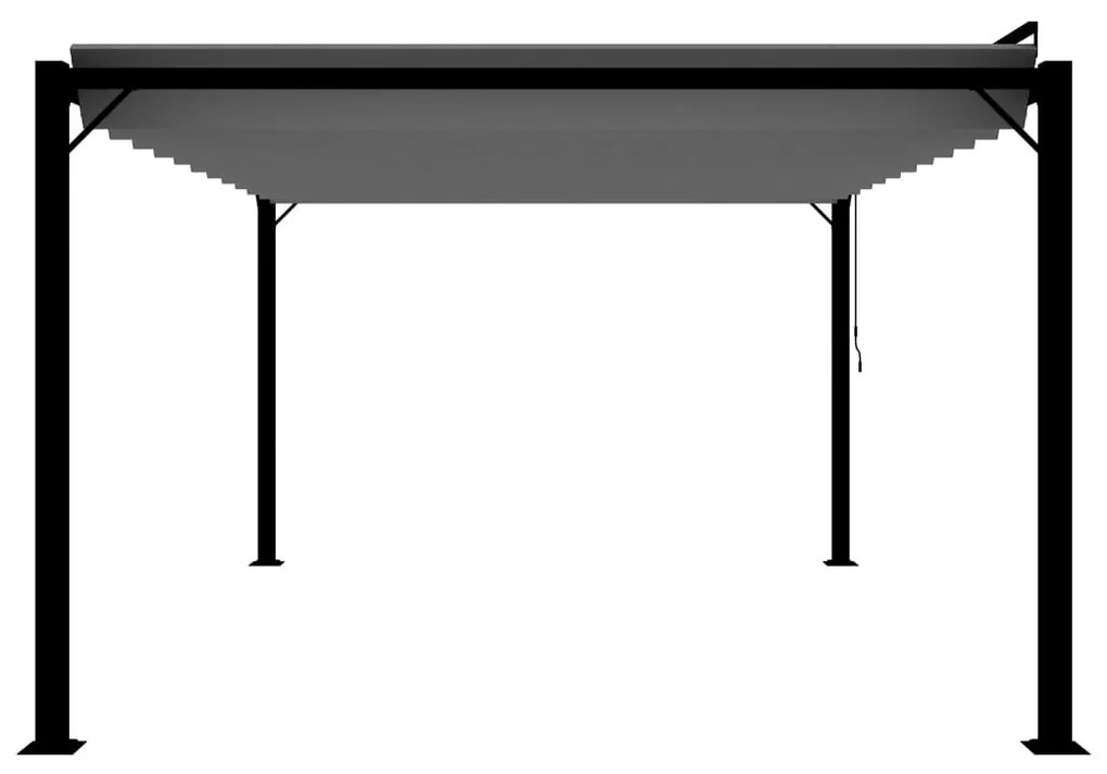 szürke szövet és alumínium pavilon lamellás tetővel 3 x 4 m