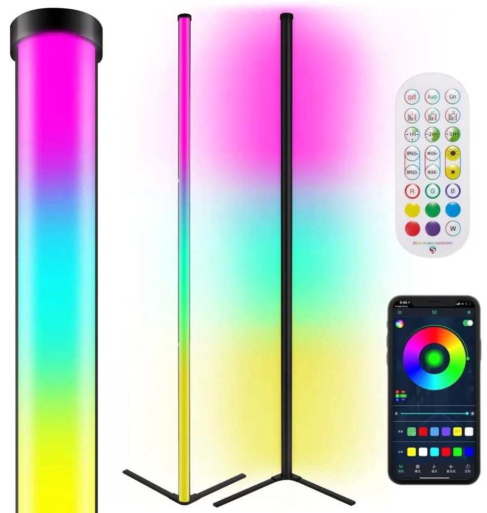 Applikáció vezértelt sarok állólámpa bluetooth DES324