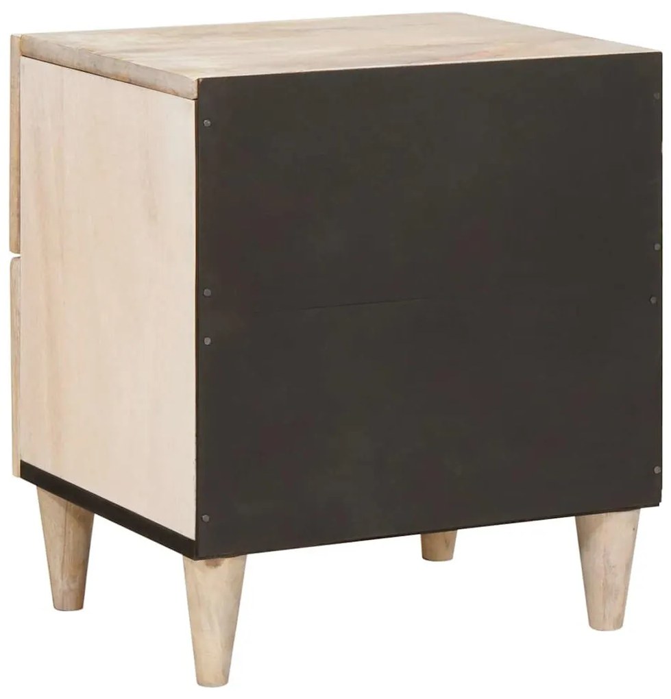 Éjjeli asztal fiókkal 2 pcs Bézs 40 x 33 x 46 cm tömör mangófa