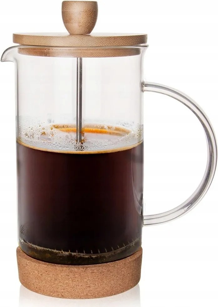 Dugattyús Kávéfőző Tea French Press Üveg Kancsó 1L Prágai