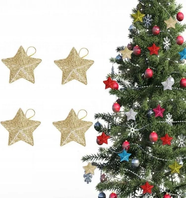 Ecarla karácsonyfa medál szett Arany Csillagok 4DB BSN54